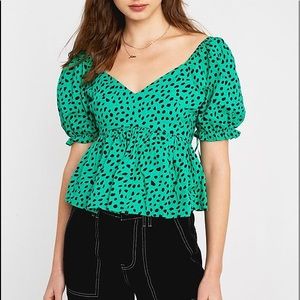 urban outfitters vesna puff sleeve peplum top